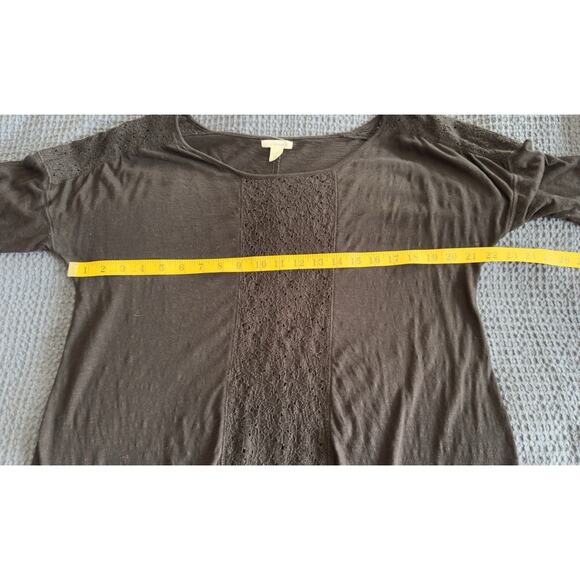 Caslon Lace Inset Long Sleeve Black Cotton Blend Top Size XL - Picture 7 of 8